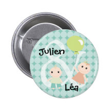 Insignia nacimiento gemelos muchacha muchacho glob pins