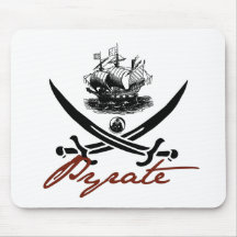 Insignias de Pyrate con la nave Tapetes De Ratón