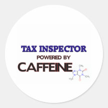 Inspector del impuesto accionado por el cafeína pegatinas redondas