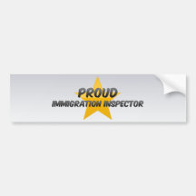Inspector orgulloso de la inmigración etiqueta de parachoque