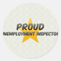 Inspector orgulloso del desempleo pegatina redonda