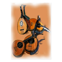 Instrumentos musicales atados en el aceite, borde  tarjeta de visita