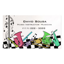 Instrumentos musicales coloridos tarjetas personales