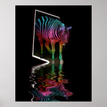 Inundación pintada cebra cuatro poster