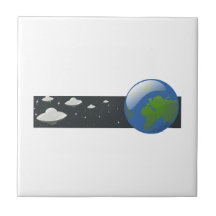 Invasión del UFO del dibujo animado Azulejos Cerámicos