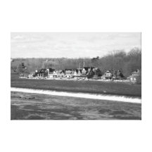 Invierno b/w de la fila del Boathouse Lienzo Envuelto Para Galerías
