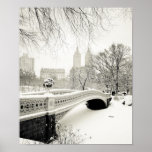 Invierno del Central Park - nieve en el puente del Impresiones