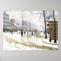 Invierno en Boulevard de Clichy, Francia Poster