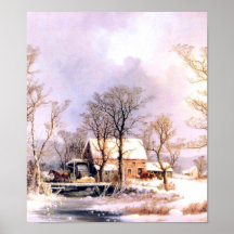 Invierno en el país, el poster viejo 3 del molino 