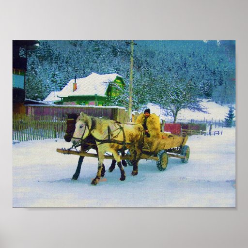 Invierno en el poster de Rumania
