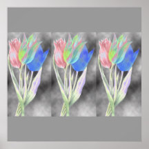 invierta las flores coloreadas poster