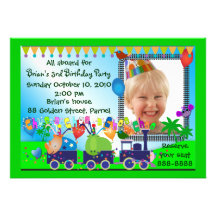 Invitación 019 del cumpleaños de los niños: Tren