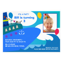 Invitación 027 del cumpleaños de los niños: Barco 