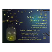 Invitación 5" del boda del tarro y de la luciérnag