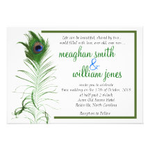 Invitación 5X7 del boda del pavo real