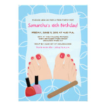 Invitación 5x7 del fiesta de Pedi del PEDICURE del