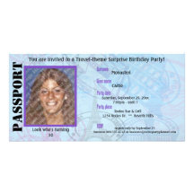 Invitación adaptable del fiesta del pasaporte tarjetas fotograficas personalizadas