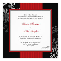 Invitación adornada roja y negra del boda del mode