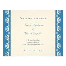 Invitación afiligranada azul del boda de la fronte
