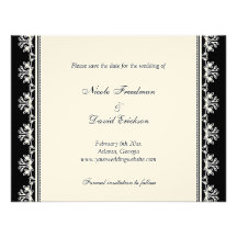 Invitación afiligranada negra del boda de la front
