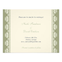 Invitación afiligranada verde del boda de la front