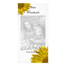 Invitación amarilla de la graduación del girasol tarjeta fotografica  