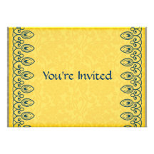 Invitación amarilla de oro de la ducha del brocado