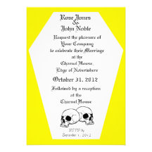 Invitación (amarilla) del boda del ataúd