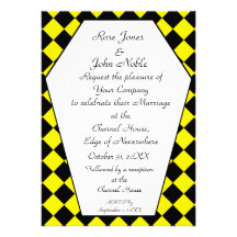 Invitación (amarilla) del boda del ébano de Damier