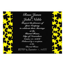 Invitación (amarilla) del boda del ébano de las No