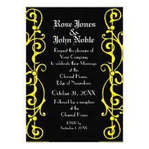 Invitación (amarilla) del boda del ébano de Tendri