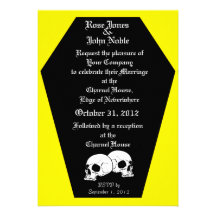 Invitación (amarilla) del boda del ébano del ataúd