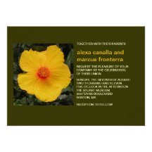 Invitación amarilla del boda del hibisco