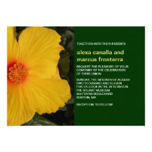 Invitación amarilla del boda del hibisco