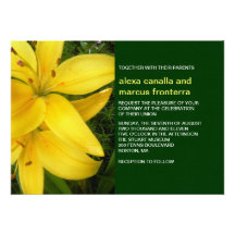 Invitación amarilla del boda del lirio