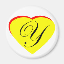 Invitación amarilla del boda del rojo Y del corazó Imán De Nevera