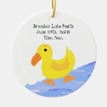 Invitación amarilla del nacimiento del pato ornato