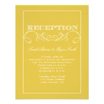 Invitación amarilla elegante de la recepción