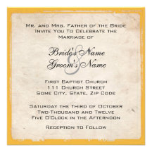 Invitación amarilla elegante del boda