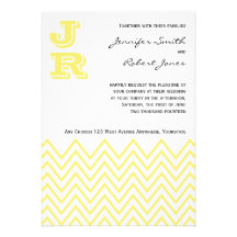 Invitación amarilla moderna del boda de Chevron