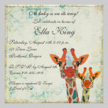 Invitación ambarina del bebé de las jirafas que mi invitaciones