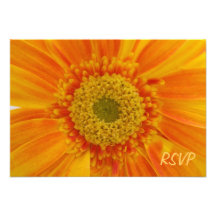 Invitación anaranjada de RSVP de la flor