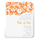 Invitación anaranjada del boda del monograma del d