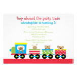 Invitación animal del cumpleaños del tren del cump