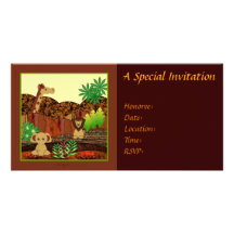 Invitación animal del safari tarjetas con fotos personalizadas