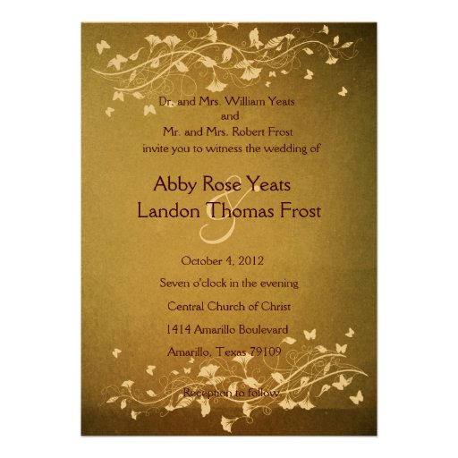 Invitación antigua del boda del otoño