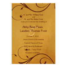 Invitación antigua del boda del otoño