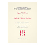 Invitación asiática roja del boda del hei doble de