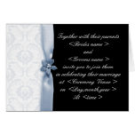 Invitación azul clara y negra del boda del damasco felicitacion 