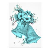 Invitación azul de Belces de boda
